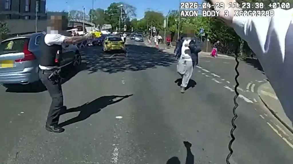 Armed officers patrol Golders Green after the UK raised its terrorism threat level to “severe”