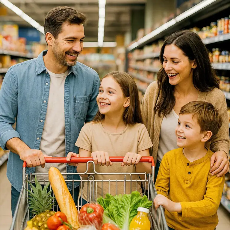 Family shopping in supermarkets