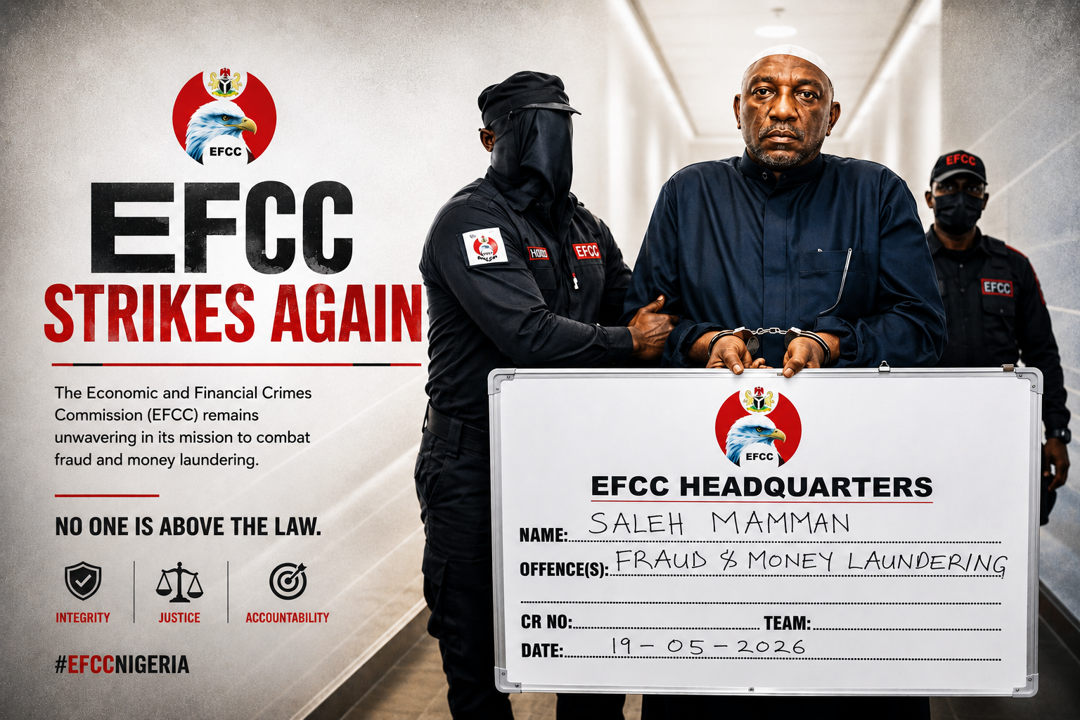 Former Nigerian Power Minister Saleh Mamman after his arrest by Nigeria’s anti-graft agency.