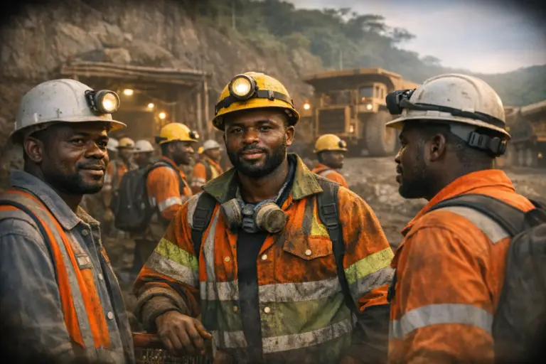 Ghana mining policy workers at gold mine in Western Region