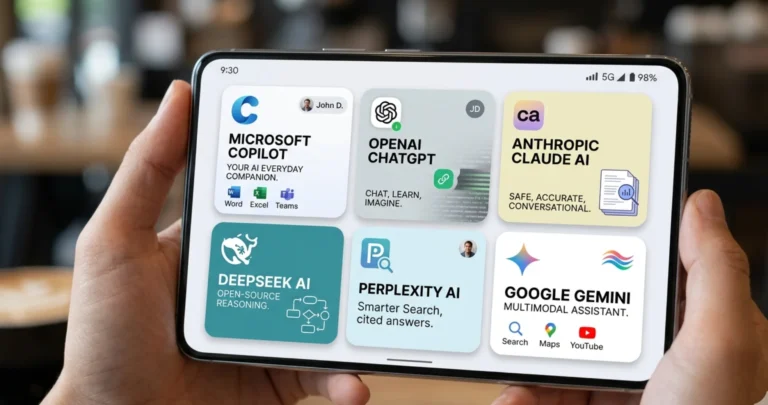 US government AI model testing with major AI apps on smartphone screen