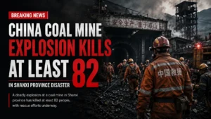 Emergency workers respond after a deadly coal mine explosion in China’s Shanxi province.