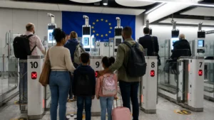 EU digital border checks Brits biometric fingerprint scanner airport