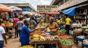 Ghana inflation slows as traders sell food at Accra market