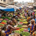 Accra market traders amid Ghana inflation decline