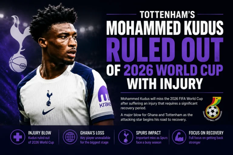 Ghana midfielder Mohammed Kudus to miss world cup through injury