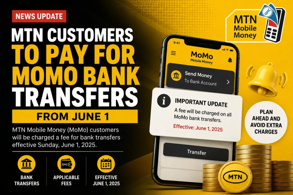 MTN Ghana to Start Charging Customers for MoMo-to-Bank Transfers From June 1