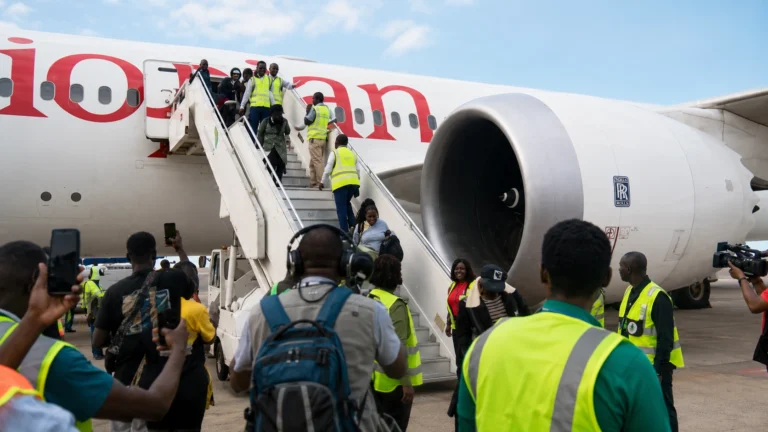 Evacuated Ghanaians arriving in Accra from South Africa after anti-immigration protests.