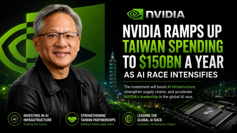 Nvidia CEO Jensen Huang at a company event in Taipei during announcement of Taiwan investment expansion.