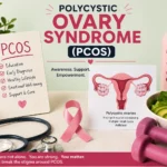 Awareness materials highlighting Polycystic Ovary Syndrome (PCOS), alongside healthy lifestyle and wellness items used to support education, fitness and women’s health advocacy.