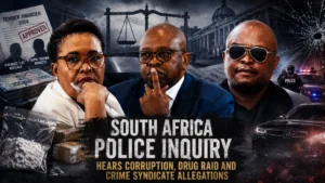 Proceedings of South Africa's Madlanga Commission investigating corruption allegations within law enforcement.