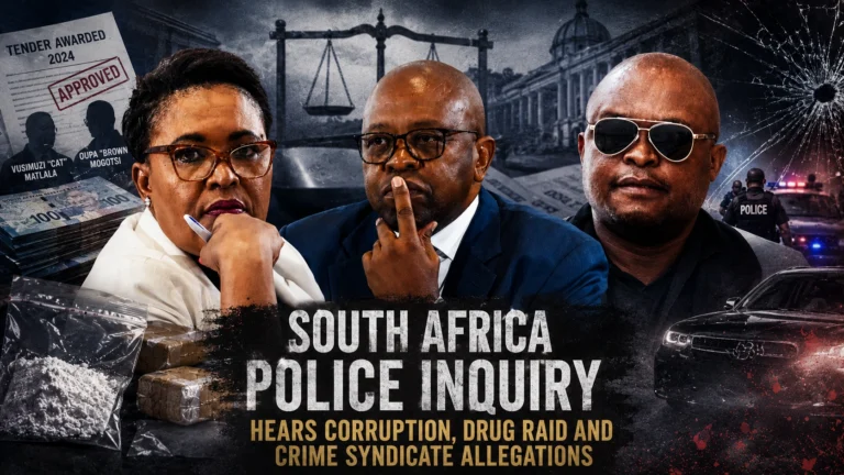 Proceedings of South Africa's Madlanga Commission investigating corruption allegations within law enforcement.