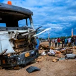 Wreckage after fatal road crash near Akumadan in Ghana’s Ashanti Region.