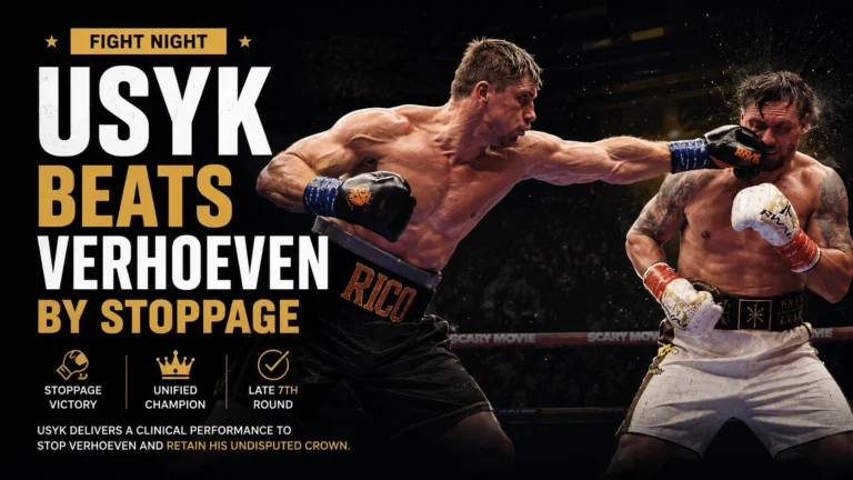 Rico Verhoeven reacts after losing to Oleksandr Usyk in heavyweight boxing match in Egypt.