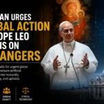 Pope Leo XIV speaking during the release of the Vatican’s artificial intelligence encyclical.