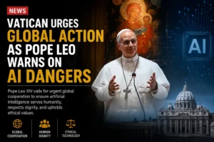 Pope Leo XIV speaking during the release of the Vatican’s artificial intelligence encyclical.