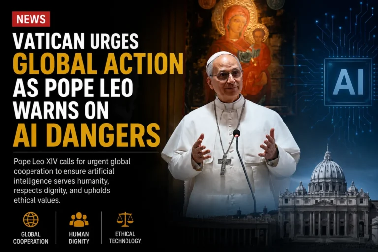 Pope Leo XIV speaking during the release of the Vatican’s artificial intelligence encyclical.