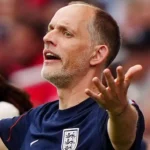 England manager Thomas Tuchel complains during a match