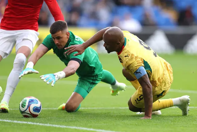 Ghana's national football team competes against Wales in a World Cup warm-up match in Cardiff.