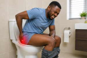A person suffering from Haemorrhoids