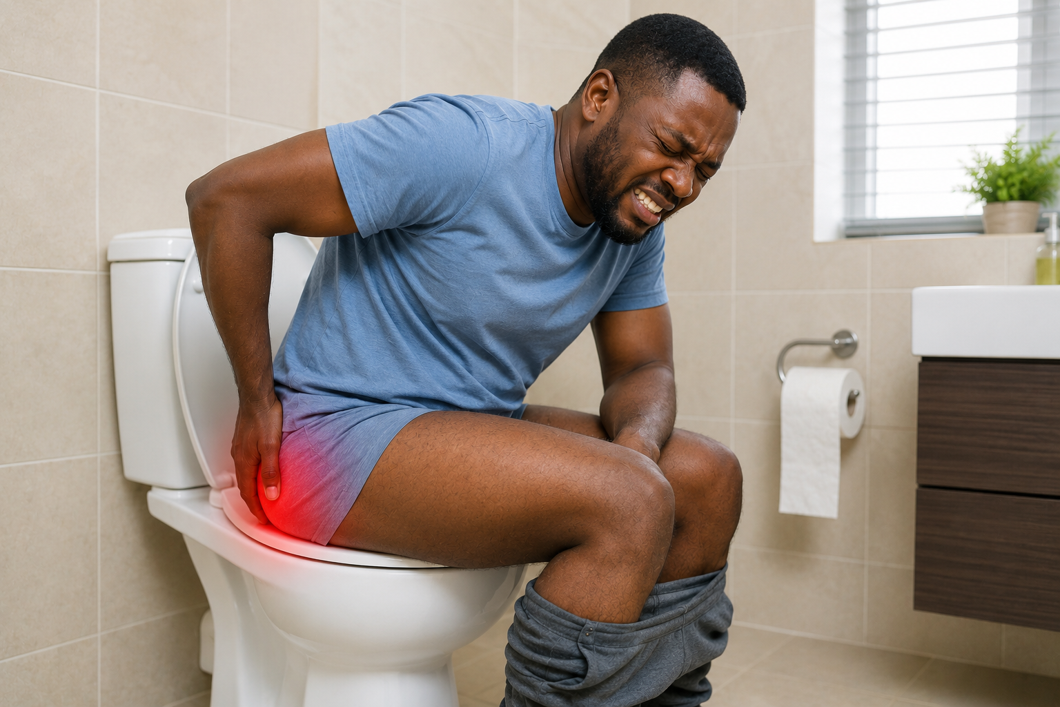 A person suffering from Haemorrhoids