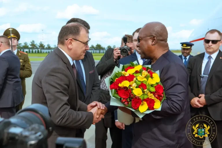 President John Dramani Mahama has arrived in Minsk to begin a state visit to the Republic of Belarus.