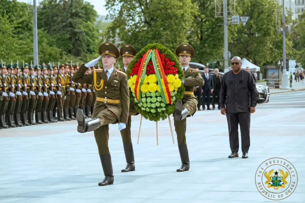 President John Dramani Mahama has arrived in Minsk to begin a state visit to the Republic of Belarus.