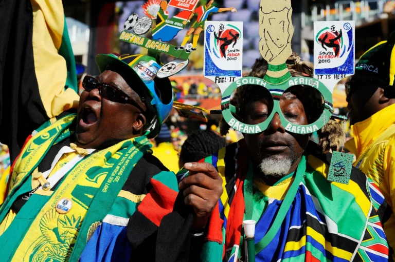 South African football supporters following Bafana Bafana's defeat to Mexico at the FIFA World Cup.