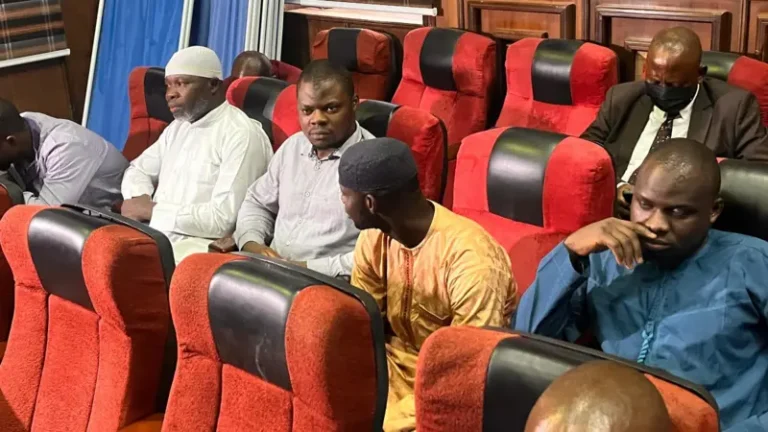Defendants in a Nigerian courtroom during proceedings linked to the Owo church attack.