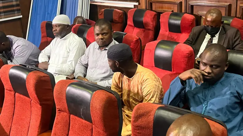 Defendants in a Nigerian courtroom during proceedings linked to the Owo church attack.