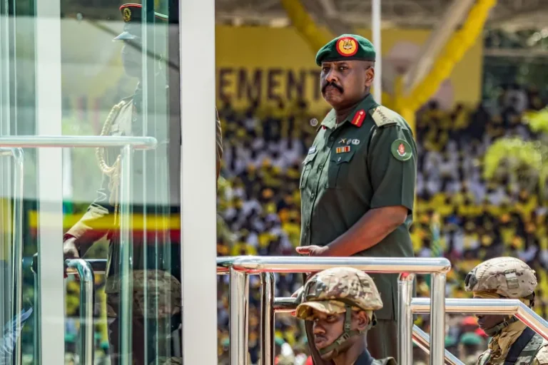 Uganda army chief Muhoozi Kainerugaba at a public event in Kampala.
