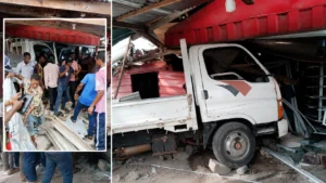 Cargo truck involved in Ho Bankoe crash in the Volta Region.