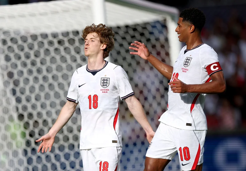 Anthony Gordon celebrates during England's 3-0 victory over Costa Rica before the FIFA World Cup 2026.