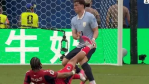 Cape Verde players celebrate after drawing with Uruguay at FIFA World Cup 2026