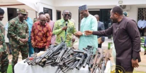 Ghana Anti-Galamsey Operations Hand Over 141 Seized Firearms for Destruction