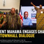 President John Dramani Mahama greets members of the Ghanaian community and addresses a townhall meeting in the United Kingdom.