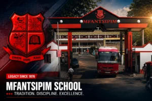 Entrance to Mfantsipim Senior High School in Cape Coast, Ghana.