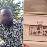 Suspect arrested during a vehicle theft investigation in Kumasi.