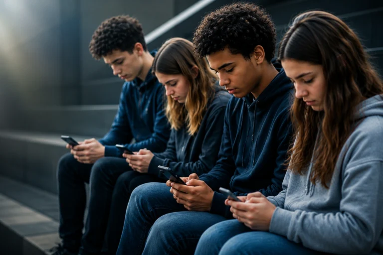 Teenagers using smartphones as governments consider stronger online child safety protections