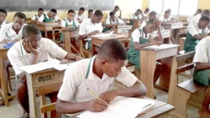 Students taking the WASSCE examination in Ghana.