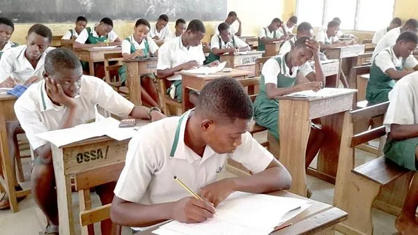 Students taking the WASSCE examination in Ghana.