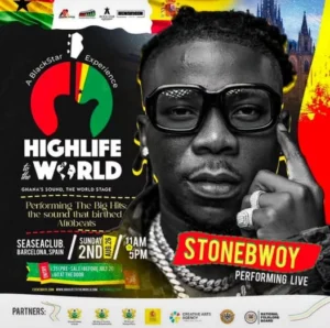 Stonebwoy featured on promotional artwork for Ghana's Highlife to the World campaign launching in Barcelona.