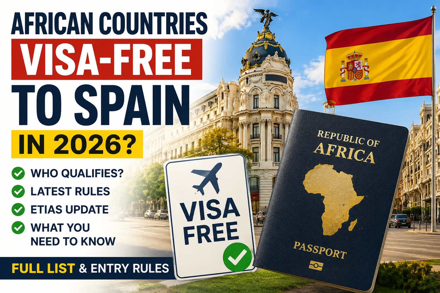 African countries visa-free Spain 2026
