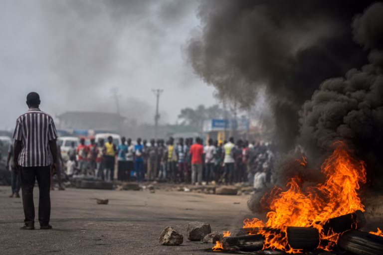 Residents protest over deteriorating roads in Amasaman and Obeyeyie in Ghana's Greater Accra Region.