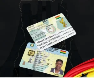 Sample Ghana Card illustrating Ghana's new biometric identity verification requirements.