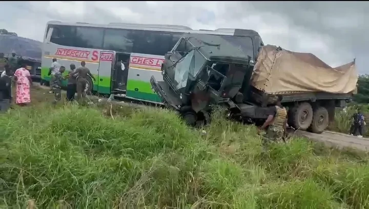 Military vehicle crashes into STC bus