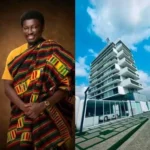 Exterior view of No. 1 Oxford Street Hotel in Accra alongside businessman Nana Kwame Bediako.