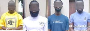 The arrested five suspects believed to be members of a criminal group involved in armed robbery and landguard activities.