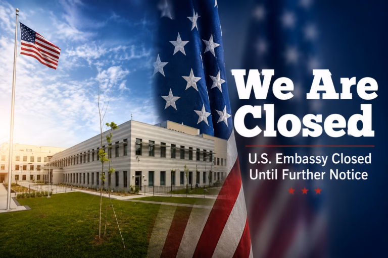 Exterior of the United States Embassy in Accra, Ghana.