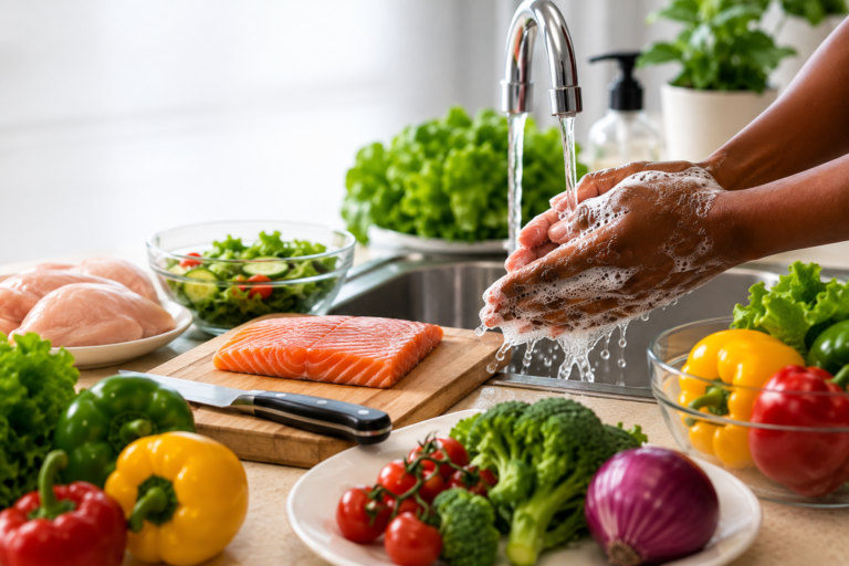 Cleaning hands before handling food